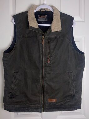 Rafter C Faux Oilskin Men's Sherpa Collar Full Zip Vest